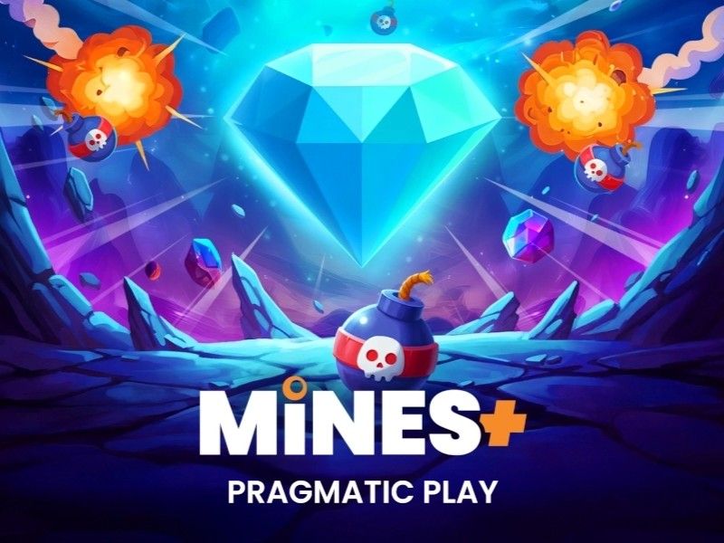 Mines+ de Pragmatic Play: diamante, bombas y logo del juego